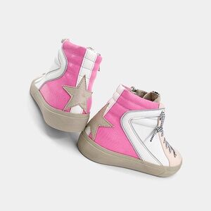 ShuShop Pink and White High-Top Sneakers